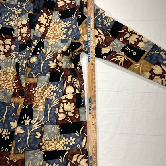 Vintage Kensington Square USA Womens MP Black Brown Floral Single Button Blazer - Picture 7 of 11